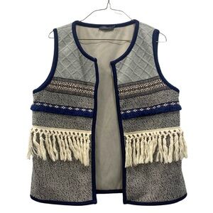 THML Gray and Blue Fringe Vest (L)